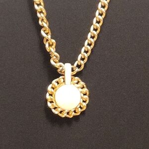 Monet Gold Chain With Ivory/Cream Circle Pendant